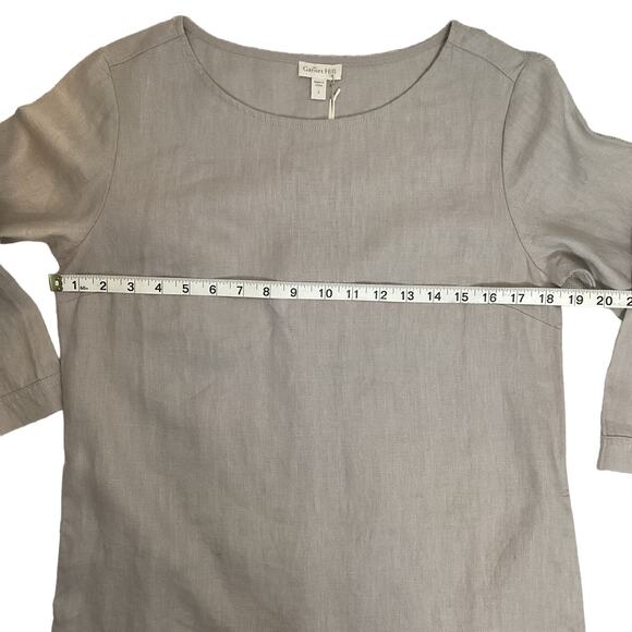 Garnet Hill Essential Three-Quarter-Sleeve Linen Dress Color Stone Size 2 - Picture 8 of 15